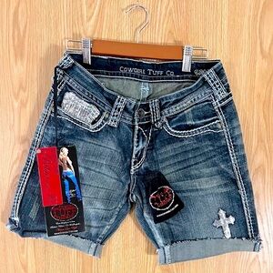 NWT Cowgirl Tuff Denim Jeans Shorts Sequined